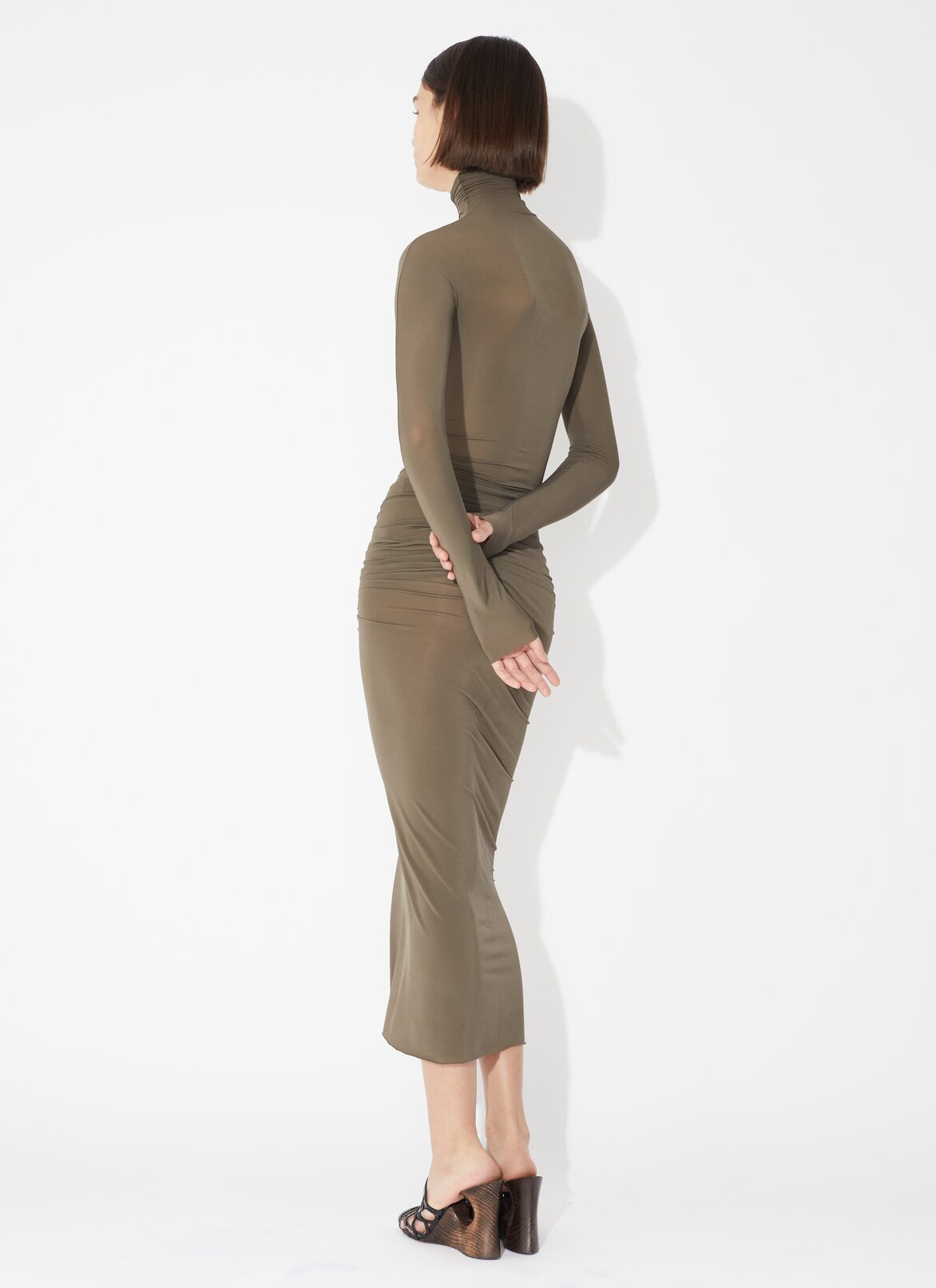 ROBE DRAPÉE EN JERSEY ALAÏA ROBE DRAPÉE EN JERSEY MARRON